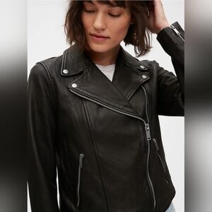 NWT GAP Black Vegan Leather Moto Jacket Size Medium